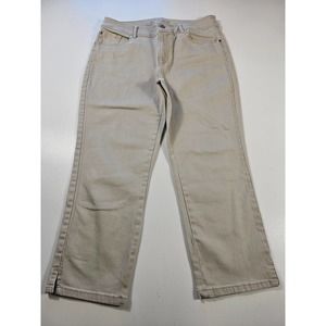 Chicos platinum 0.5 crop (6) khaki work pants Capri comfort EUC